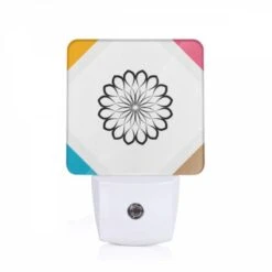 Night Light, A Black And White Flower On A White Background.