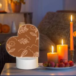 Love Acrylic Night Light, A Drawing Of Leaves And Flowers On A Brown Background. -Acrylic Night Light Shop e8877548bcb91c6e6fc1a41cb01535eff785ee4a