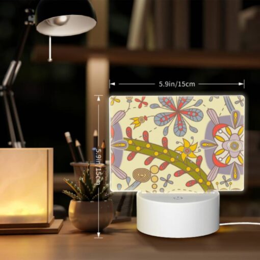 Rectangular Acrylic Night Light, A Colorful Flower Design With A Yellow Bowl In The Center. -Acrylic Night Light Shop e89ce9f09643e9abd0397961c04e52ec1dd4f707