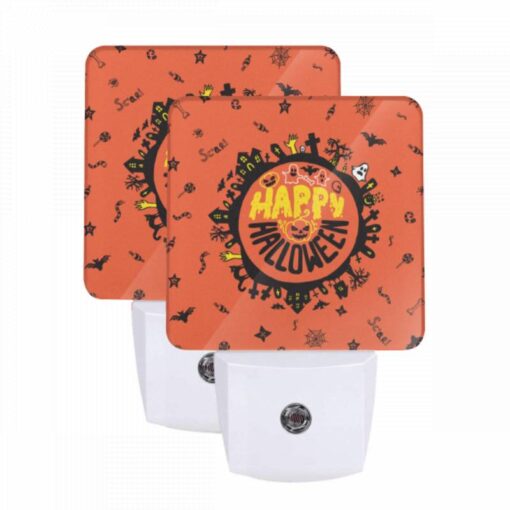 Night Light Set Of 2, A Round Orange Sign With A Happy Halloween Message. -Acrylic Night Light Shop e8c3f971cf38592f2adff1002f9df626fa7fe6cb