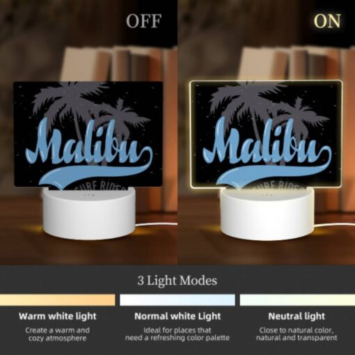 Rectangular Acrylic Night Light, A Logo For A Surfing Beach. -Acrylic Night Light Shop e8d3ef8a396de11f4e476c96895f96a2f622bea8