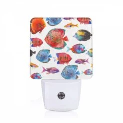 Night Light, A Colorful Painting Of Fish In A Blue