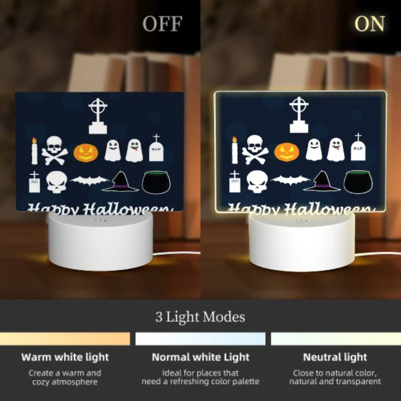 Rectangular Acrylic Night Light, A collection of Halloween symbols and decorations. Rectangular Acrylic Night Light, A Collection Of Halloween Symbols And Decorations. -Acrylic Night Light Shop e973be2d3b297fa1794b88bc5ef26065dc75802d