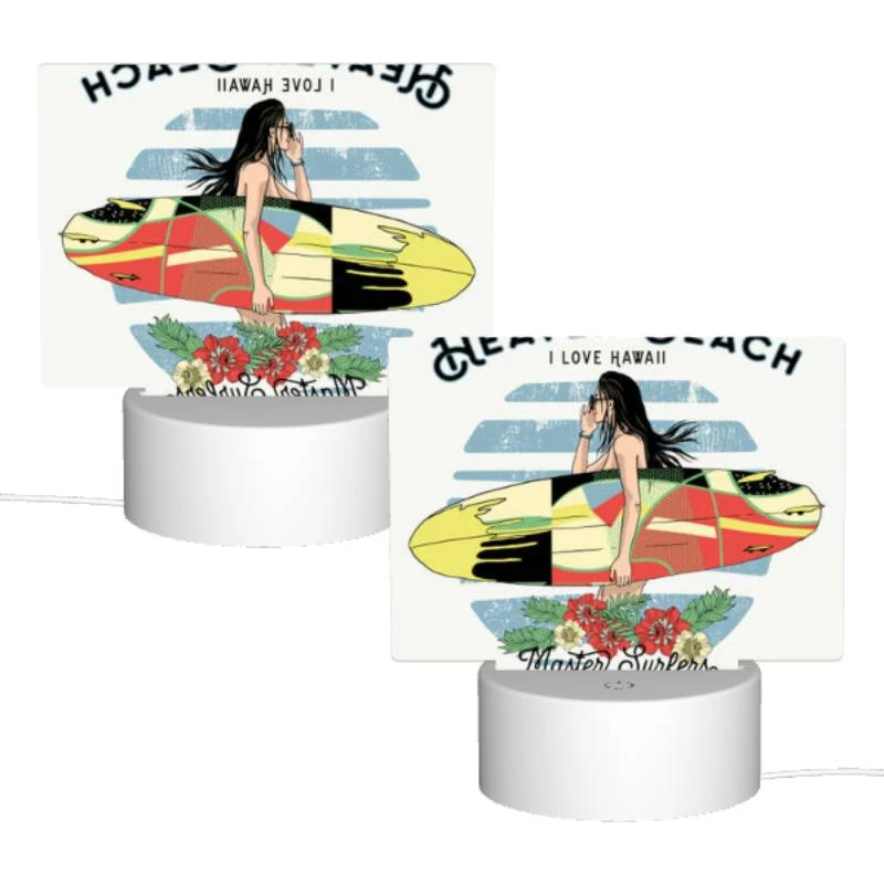 Rectangular Acrylic Night Light, A woman with a surfboard in the ocean. Rectangular Acrylic Night Light, A Woman With A Surfboard In The Ocean. -Acrylic Night Light Shop e9bd0a6a06389ab4cdb6eaa88b845ede447892b9