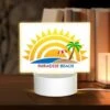 Rectangular Acrylic Night Light, A Sunny Beach With A Palm Tree And A Red Umbrella.