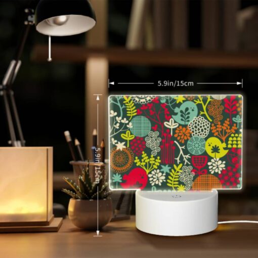 Rectangular Acrylic Night Light, A Colorful Floral Pattern With A Bird In The Middle. -Acrylic Night Light Shop ebcbf4159fb34fbc7593679119ac5eeac19d49fc