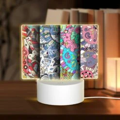 Rectangular Acrylic Night Light, Four Colorful And Artistic Designs Are Displayed Side By Side.