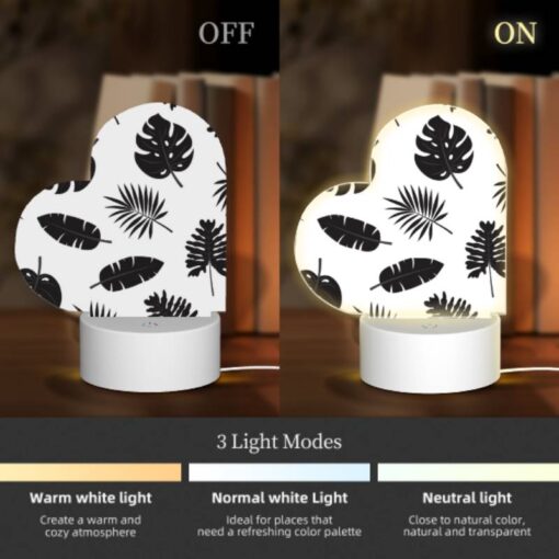 Love Acrylic Night Light, A Pattern Of Leaves In Black And White. -Acrylic Night Light Shop ec09ec8e1f04d65e1893dbfd85c21f8a36a2781b