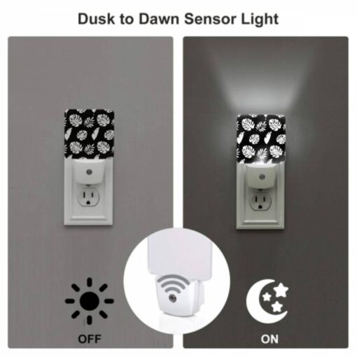 Night Light Set Of 2, A Pattern Of Leaves On A Black Background. -Acrylic Night Light Shop ec398e4a0ced5ac90a427afcf875859a8b253588