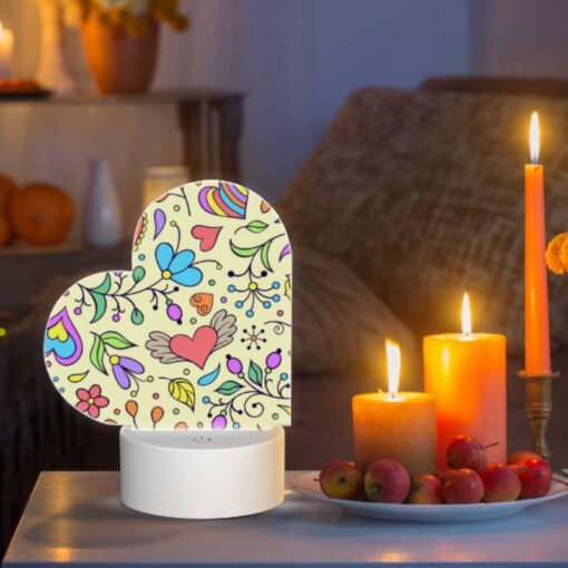 Love Acrylic Night Light, A Colorful Floral Pattern With Hearts And Flowers. -Acrylic Night Light Shop ec3daa2e5145d9b926a1b4ecd83192b7a31dcaff