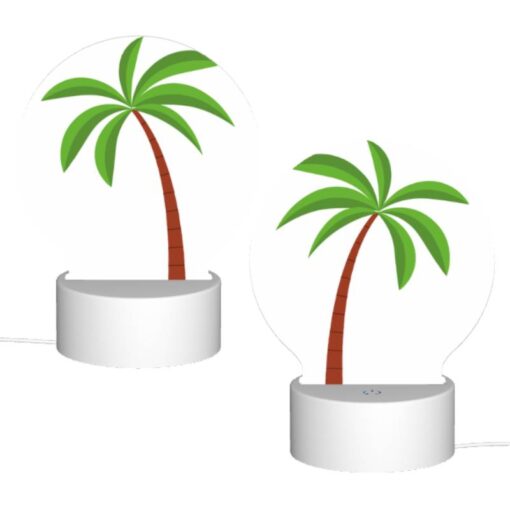 Round Acrylic Night Light, A Green And Brown Palm Tree. -Acrylic Night Light Shop ec4224310577103de91eb28b7519be961b94d70d