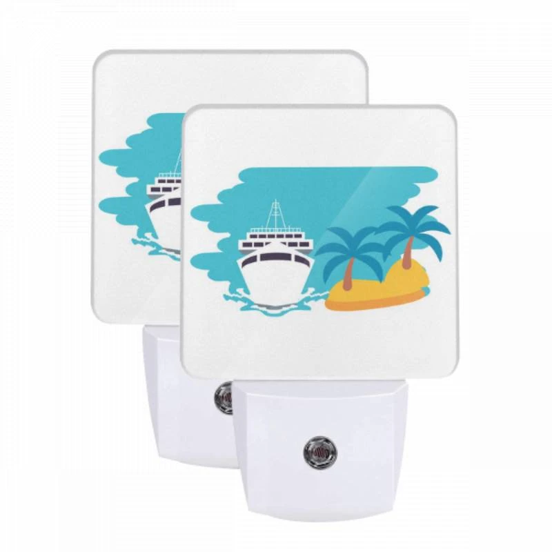 Night Light Set of 2, A boat is sailing in the ocean next to a palm tree. Night Light Set Of 2, A Boat Is Sailing In The Ocean Next To A Palm Tree. -Acrylic Night Light Shop ec7d1796f0bc5922686f773904452b58c003400b
