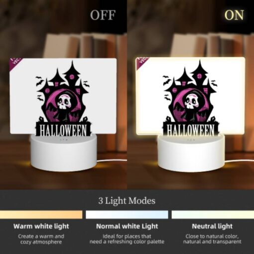 Rectangular Acrylic Night Light, A Black And White Halloween Logo. -Acrylic Night Light Shop ecf253806108d39b148739219a4f1d7e0083fdf5