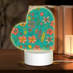 Love Acrylic Night Light, A Colorful Floral Pattern With Yellow