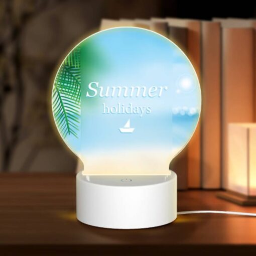 Round Acrylic Night Light, A Picture Of A Beach With A Boat And Palm Trees. -Acrylic Night Light Shop ee8b1ecf5b2d380b72e4fd802e2e1dd0f3c34042