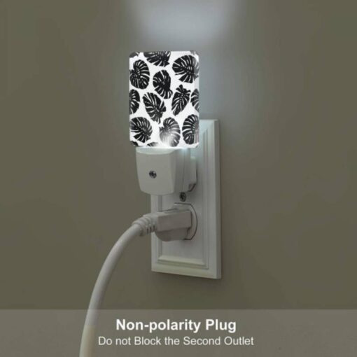 Night Light Set Of 2, A Pattern Of Black And White Leaves. -Acrylic Night Light Shop ee8df4cd709d76e22b45769afb8d2b227177f98a