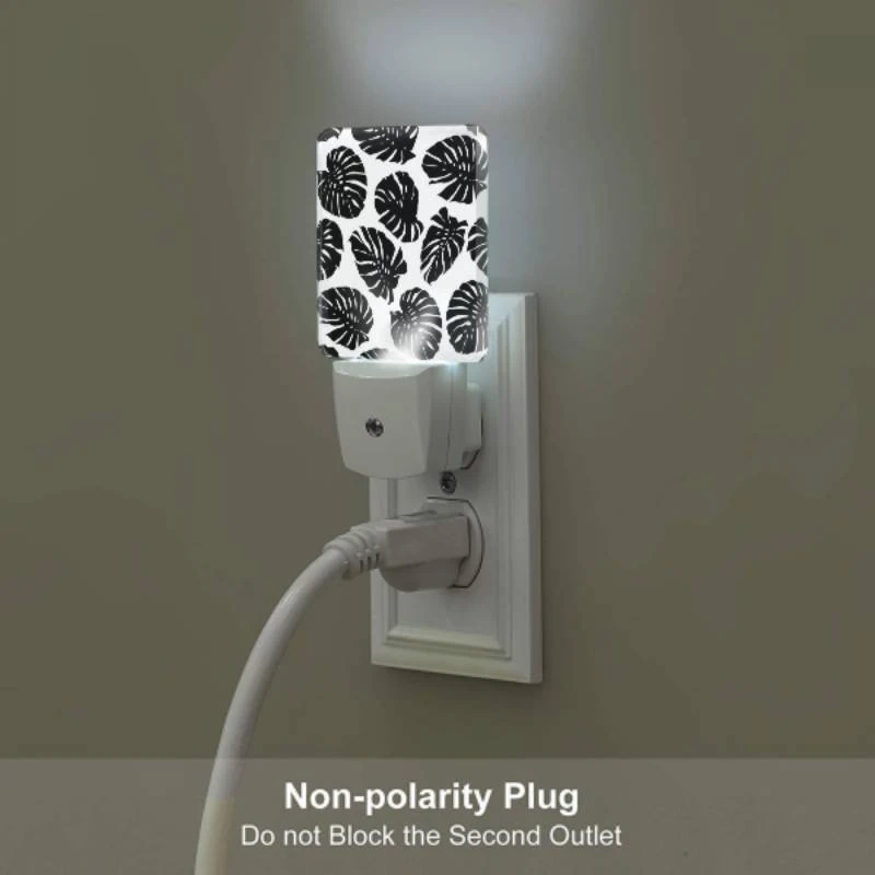 Night Light Set of 2, A pattern of black and white leaves. Night Light Set Of 2, A Pattern Of Black And White Leaves. -Acrylic Night Light Shop ee8df4cd709d76e22b45769afb8d2b227177f98a