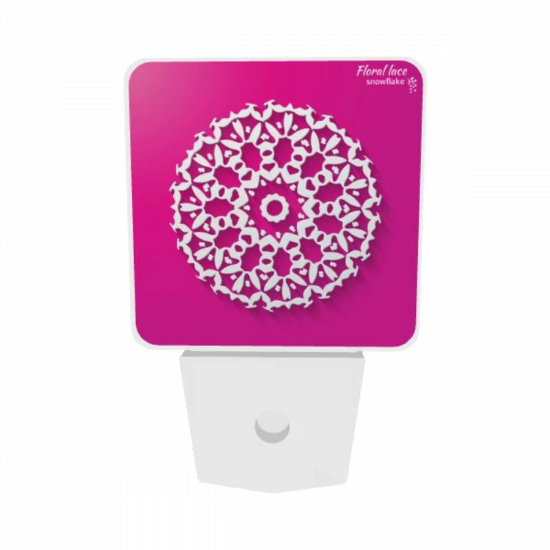 Night Light Set of 2, A white snowflake design on a pink background. Night Light Set Of 2, A White Snowflake Design On A Pink Background. -Acrylic Night Light Shop eee6b0ea735a5cdfba06363ed545b863370572e5
