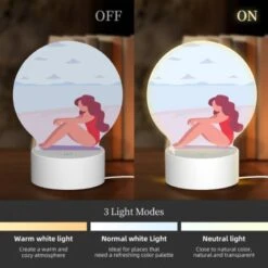 Round Acrylic Night Light, A Woman In A Red Bathing Suit Is Sitting On The Beach. -Acrylic Night Light Shop eefadfbdaaefcbec0cedb9fb24127e7279d4a8be