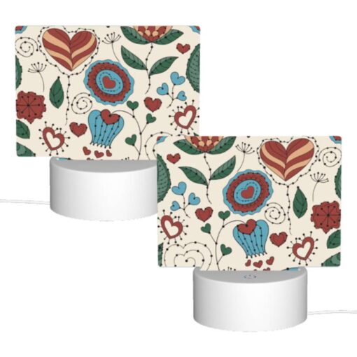 Rectangular Acrylic Night Light, A Colorful Floral Pattern With Hearts And Leaves. -Acrylic Night Light Shop f06f57dcd4c05413b0bd0c14fb48ce0f9261989b