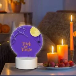 Round Acrylic Night Light, A Spooky Halloween Scene With A Spider Hanging From A Tree And A Full Moon In The Background. -Acrylic Night Light Shop f0e646a68d70c027facad2aadaeff455f57908bd