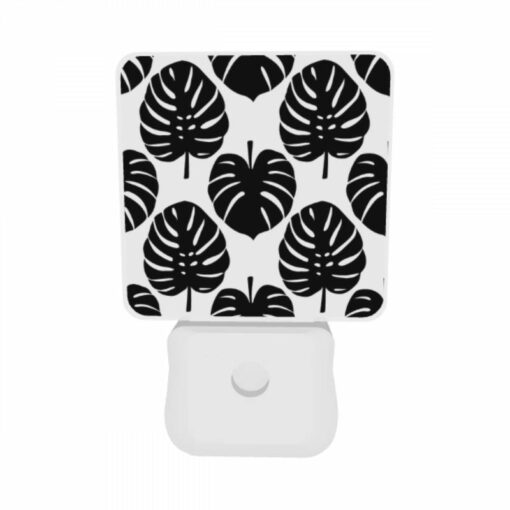Night Light Set Of 2, A Pattern Of Leaves On A Black And White Background. -Acrylic Night Light Shop f114940cea14dfb61a723dd5e1d88ed5ed3a9db6