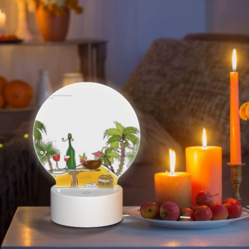 Round Acrylic Night Light, A Cartoon Of A Tropical Island With A Table And Chairs -Acrylic Night Light Shop f14b7ecb9eeb7cc93f19d627fb6ced641df57336