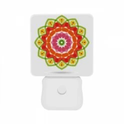 Night Light Set Of 2, A Colorful Flower With Green And Orange Colors. -Acrylic Night Light Shop f17e922f58482ef07d89a1742e3cd16f7e9115ef