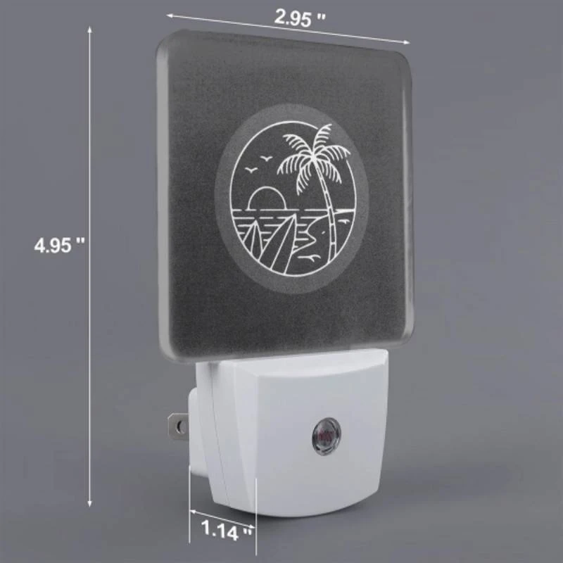 Night Light Set of 2, A black and white image of a beach at night with a palm tree and a sunset. Night Light Set Of 2, A Black And White Image Of A Beach At Night With A Palm Tree And A Sunset. -Acrylic Night Light Shop f19359e073d667ed76318c51b67ffa9caf153c2b