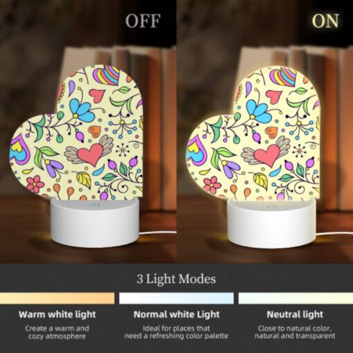 Love Acrylic Night Light, A Colorful Floral Pattern With Hearts And Flowers. -Acrylic Night Light Shop f1da80870eb6ee5980c20ae0bfee2bed4455461c