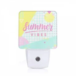 Night Light, A Colorful Graphic With The Words "Summer Vibes" Written On It.
