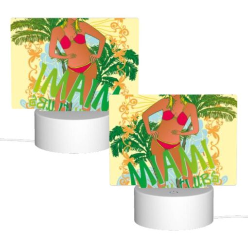 Rectangular Acrylic Night Light, A Woman In A Bikini Stands In Front Of A Palm Tree -Acrylic Night Light Shop f21f6e6676051b087c337efecacb4a1c6497c0da