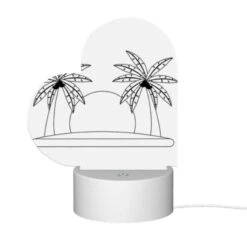 Love Acrylic Night Light, A Black And White Drawing Of A Hat With Two Palm Trees On Either Side. -Acrylic Night Light Shop f228b25e09d0ef3f08ea990eaeb00f455b7451bf