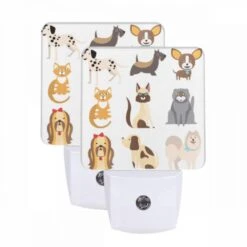 Night Light Set Of 2, A Collection Of Different Colored Dogs And Cats.