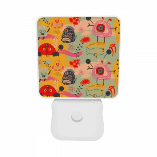 Night Light Set Of 2, A Colorful And Whimsical Pattern Featuring A Variety Of Animals And Objects. -Acrylic Night Light Shop f25b5406715c1eca72fece9010da122fa149e339