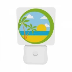 Night Light Set Of 2, A Sunset Over The Ocean With Palm Trees In The Foreground. 7 Night Light Set Of 2, A Sunset Over The Ocean With Palm Trees In The Foreground. -Acrylic Night Light Shop f29d8cd71969c28198fa592a6960f01344274eea