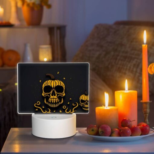 Rectangular Acrylic Night Light, A Skull With A Pumpkin On Its Head. -Acrylic Night Light Shop f3103901eada482e56ce6f8affc80cdfd8e6cd30