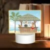 Rectangular Acrylic Night Light, A Man And Woman Are Sitting At A Bar Under A Thatched Roof