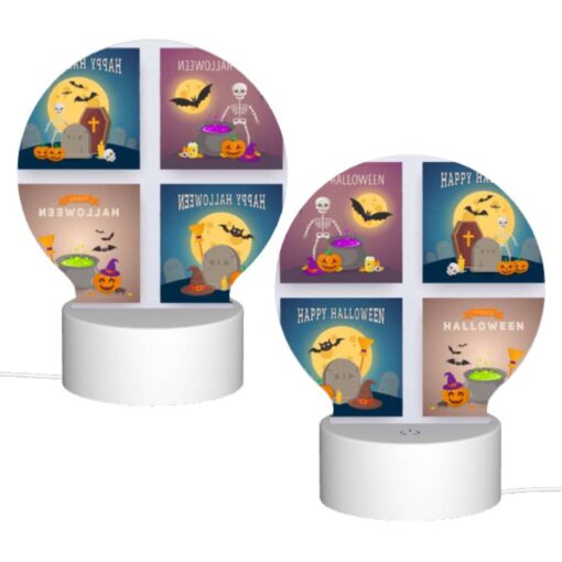Round Acrylic Night Light, A Collection Of Four Different Halloween Posters. -Acrylic Night Light Shop f34da9ef48a0c9877db94d135735e5fdf07b37cc