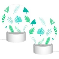 Round Acrylic Night Light, A Collection Of Green Leaves And Tree Branches. -Acrylic Night Light Shop f34df8ef1b18a75af47473e36efc4fc540affb0c
