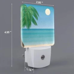 Night Light, A Palm Tree Is On A Beach With A Blue Sky And A Moon In The Background. 1 Night Light, A Palm Tree Is On A Beach With A Blue Sky And A Moon In The Background. -Acrylic Night Light Shop f3974a62caee902e8b57af3a35f49c84d4066611