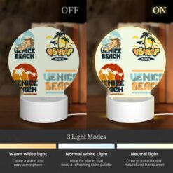 Round Acrylic Night Light, Four Different Designs Of The Venice Beach Logo. -Acrylic Night Light Shop f3bf77c9885942ea0cc2a3ff327a8f6f9ace90ba