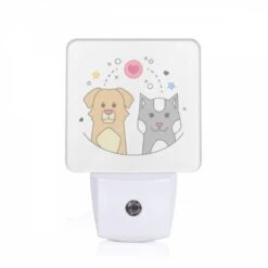 Night Light, Two Dogs And A Cat Are Shown In A Heart Shape.
