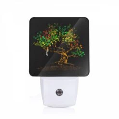 Night Light, A Woman Is Sitting In A Tree With A Colorful Background.