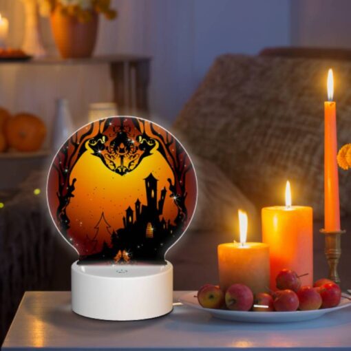 Round Acrylic Night Light, A Castle With A Moon In The Background. -Acrylic Night Light Shop f44f7c3c1c2ae5d20ba47573c8d694ed78460f46