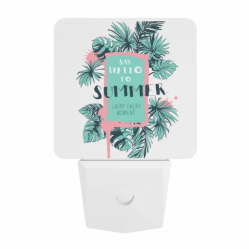 Night Light, A Colorful Poster That Says "Say Hello To Summer" With A Palm Tree On It. -Acrylic Night Light Shop f52eea3a80e885e87171902beca3ba4f91901b3e