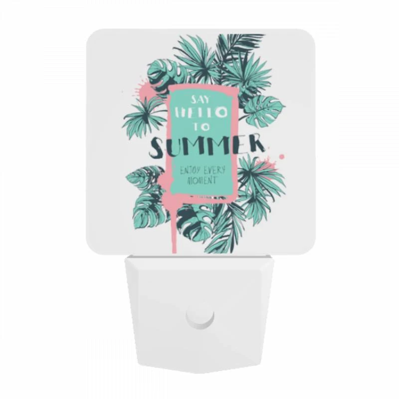 Night Light, A colorful poster that says "Say Hello to Summer" with a palm tree on it. Night Light, A Colorful Poster That Says "Say Hello To Summer" With A Palm Tree On It. -Acrylic Night Light Shop f52eea3a80e885e87171902beca3ba4f91901b3e