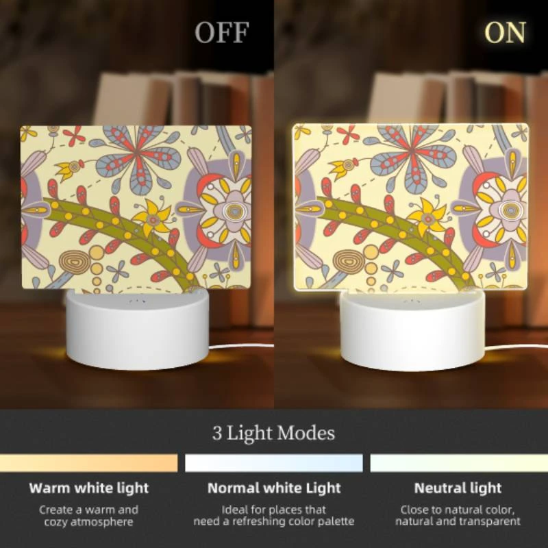 Rectangular Acrylic Night Light, A colorful flower design with a yellow bowl in the center. Rectangular Acrylic Night Light, A Colorful Flower Design With A Yellow Bowl In The Center. -Acrylic Night Light Shop f56564b286aad054b7aa4608d4cefc630a9cb0fb