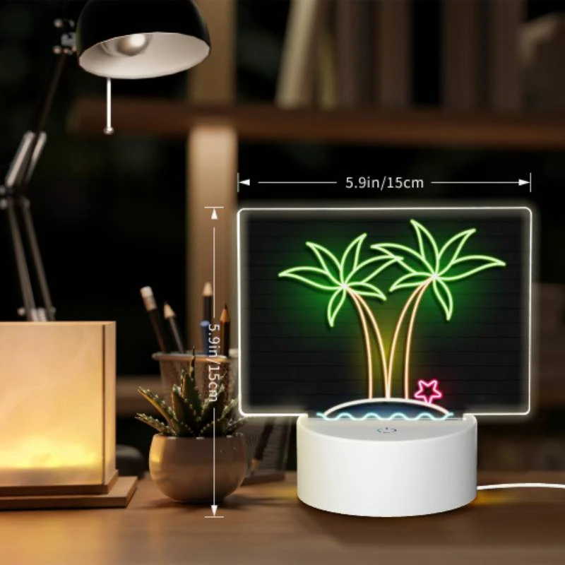 Rectangular Acrylic Night Light, A neon sign of palm trees and a star. Rectangular Acrylic Night Light, A Neon Sign Of Palm Trees And A Star. -Acrylic Night Light Shop f5fe1a1cd17bbf4200db95bfdf905f3879fbd72e