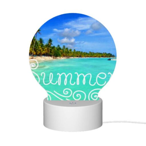 Round Acrylic Night Light, A Beautiful Beach Scene With A Blue Ocean And Palm Trees. -Acrylic Night Light Shop f6188789bf5507a6741af4b9416e6caa7a9a90c8